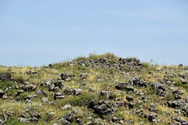 أنقاض المنازل فوق التلة التي كانت عليها منازل الشمالنة، نقلاً عن موقع فلسطين في الذاكرة