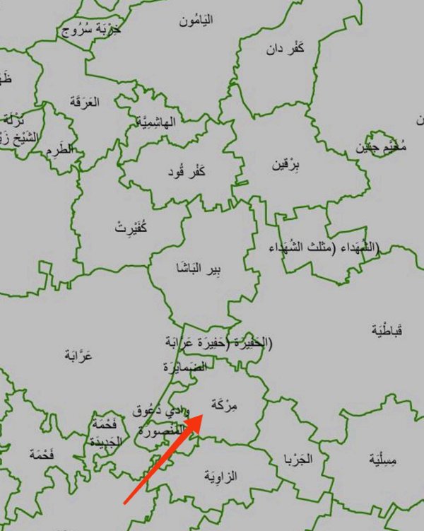 خارطة توضح موقع مركة نقلاً عن الجهاز المركزي للإحصاء الفلسطيني