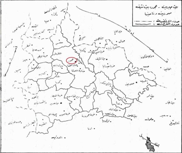 خريطة قرى عجور قضاء الخليل ومنها عجور