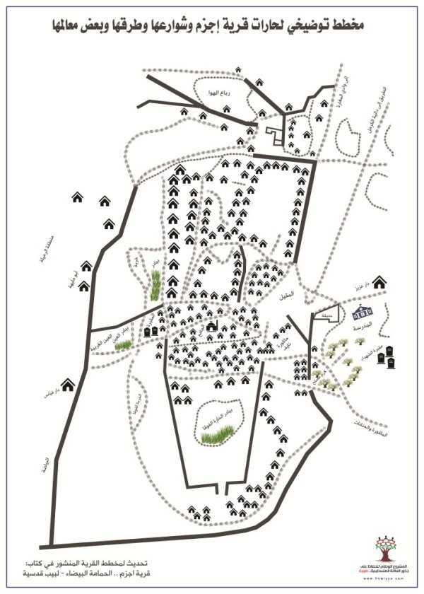 مخطط توضيحي لحارات قرية إجزم وشوارعها