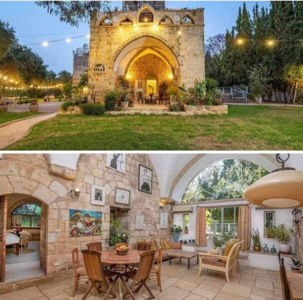 بيت المختار الشيخ مسعود الماضي زعيم ساحل حيفا في قرية اجزم اليوم مكانها مستوطنة كيرم مهرال بعد تحويله الى فندق القلعة هطيراه