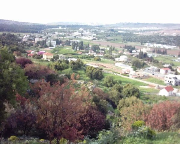 منظر عام لقرية ميرون تظهر مستوطنة ميرون الدينية اليهودية المقامة على القرية