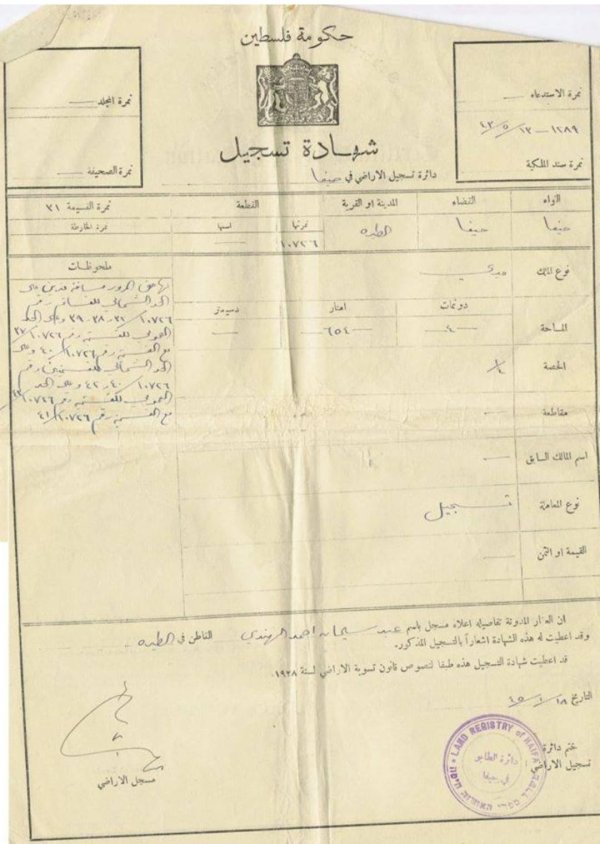 كواشين أراضي آل الهندي في طيرة حيفا5